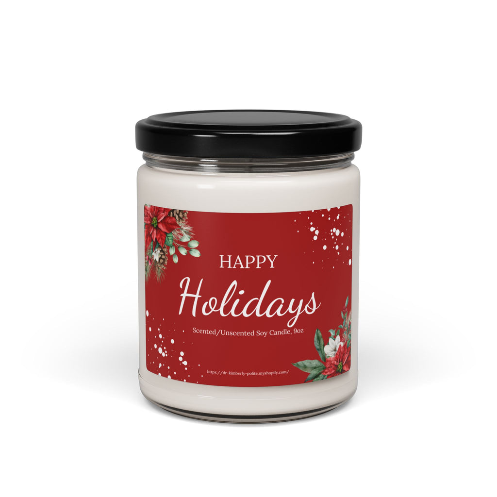 Red & White Design Scented Soy Candle — 9oz Holiday Fragrance Jar