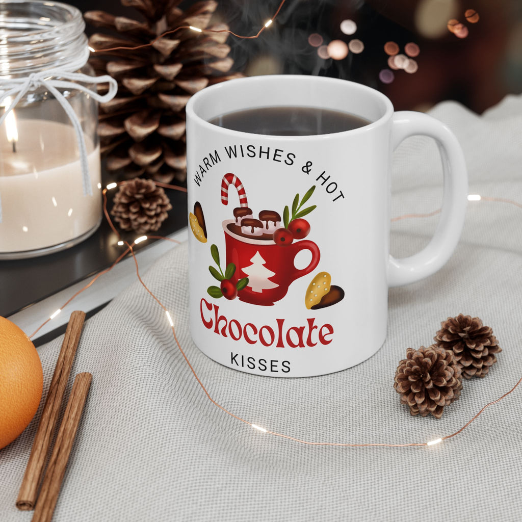 Chocolate Kisses Ceramic Holiday Mug — Warm & Festive (11oz & 15oz)