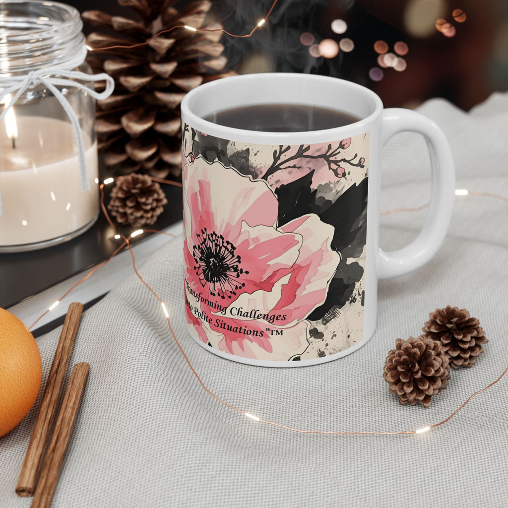 2026 Annual Planner & Mug "Bundle" -Pink & Black Florals-Hardcover, Guided