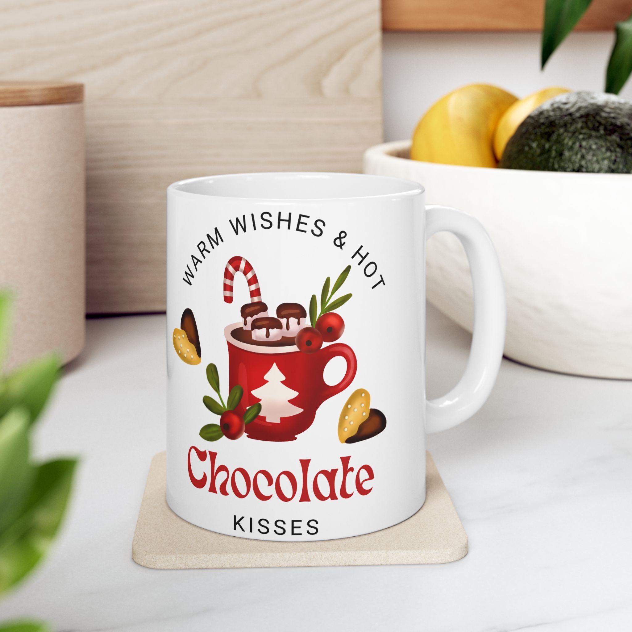 Chocolate Kisses Ceramic Holiday Mug — Warm & Festive (11oz & 15oz)