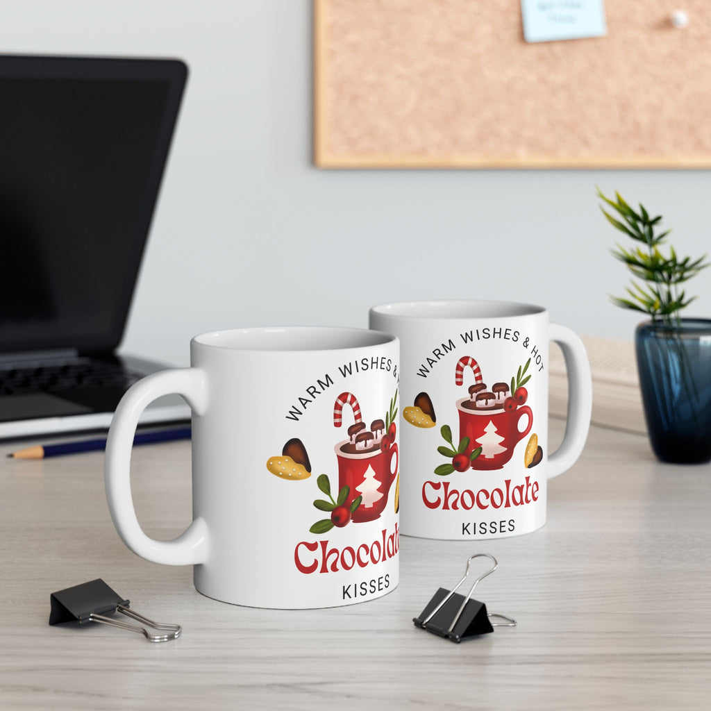 Chocolate Kisses Ceramic Holiday Mug — Warm & Festive (11oz & 15oz)
