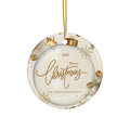 Merry Christmas 2025 Ceramic Ornament — Gold Holiday Tree Decoration (2-Sided)