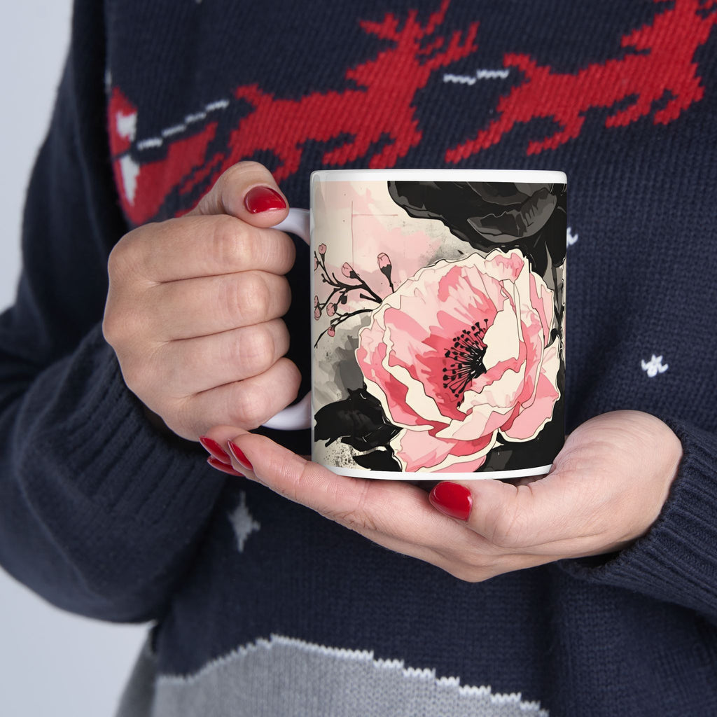 2026 Annual Planner & Mug "Bundle" -Pink & Black Florals-Hardcover, Guided