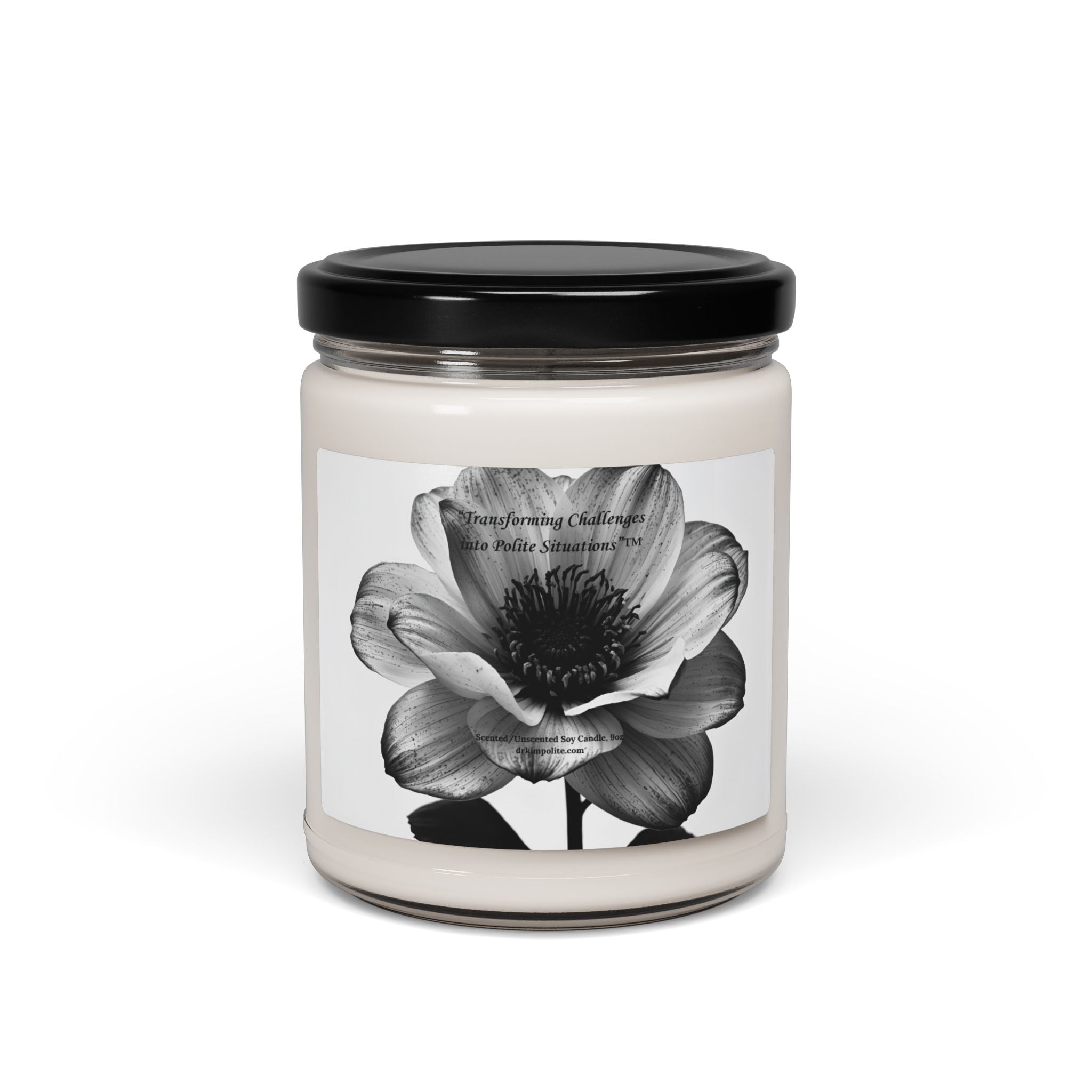 Black & White Florals Scented Soy Candle — 9oz Fragrance Jar