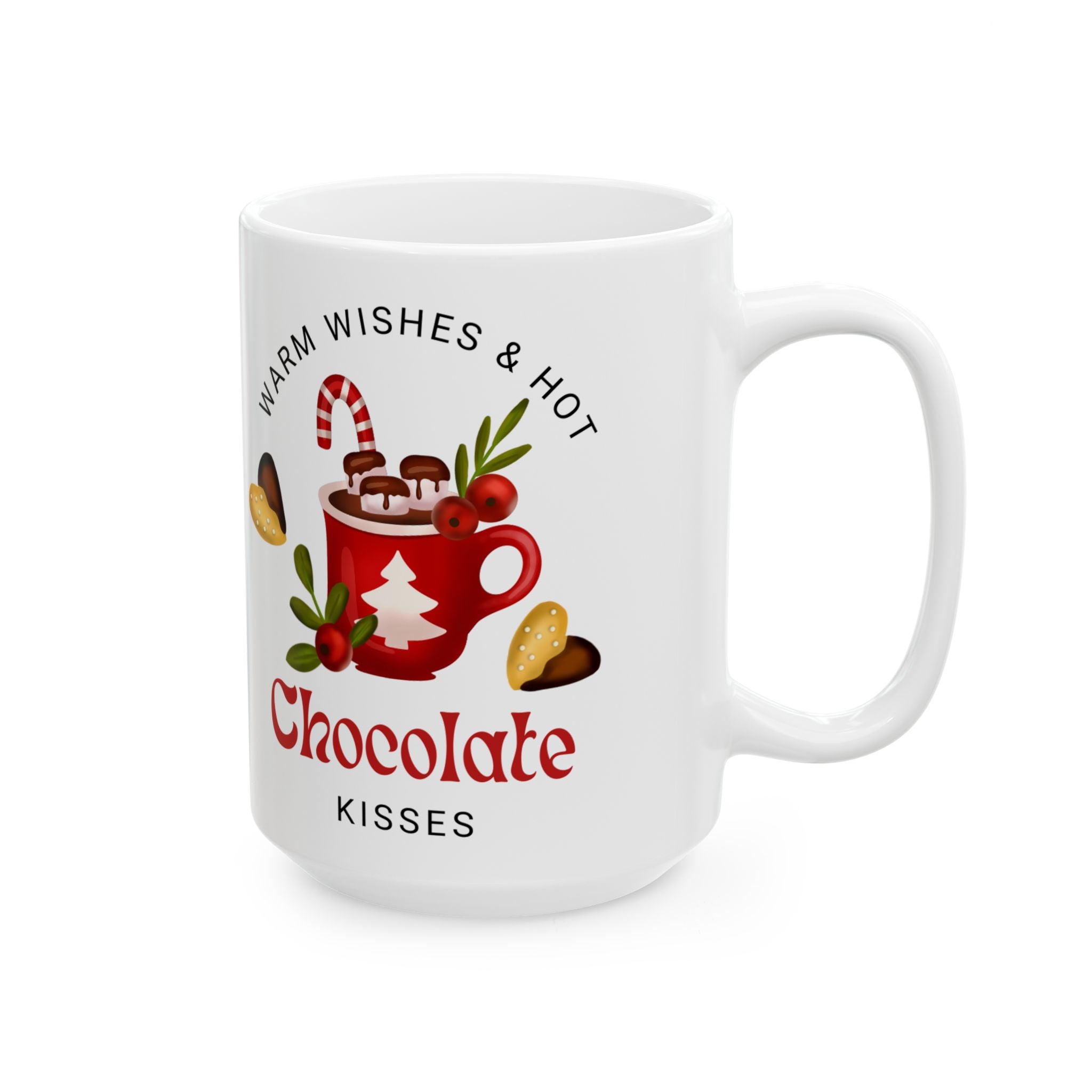 Chocolate Kisses Ceramic Holiday Mug — Warm & Festive (11oz & 15oz)