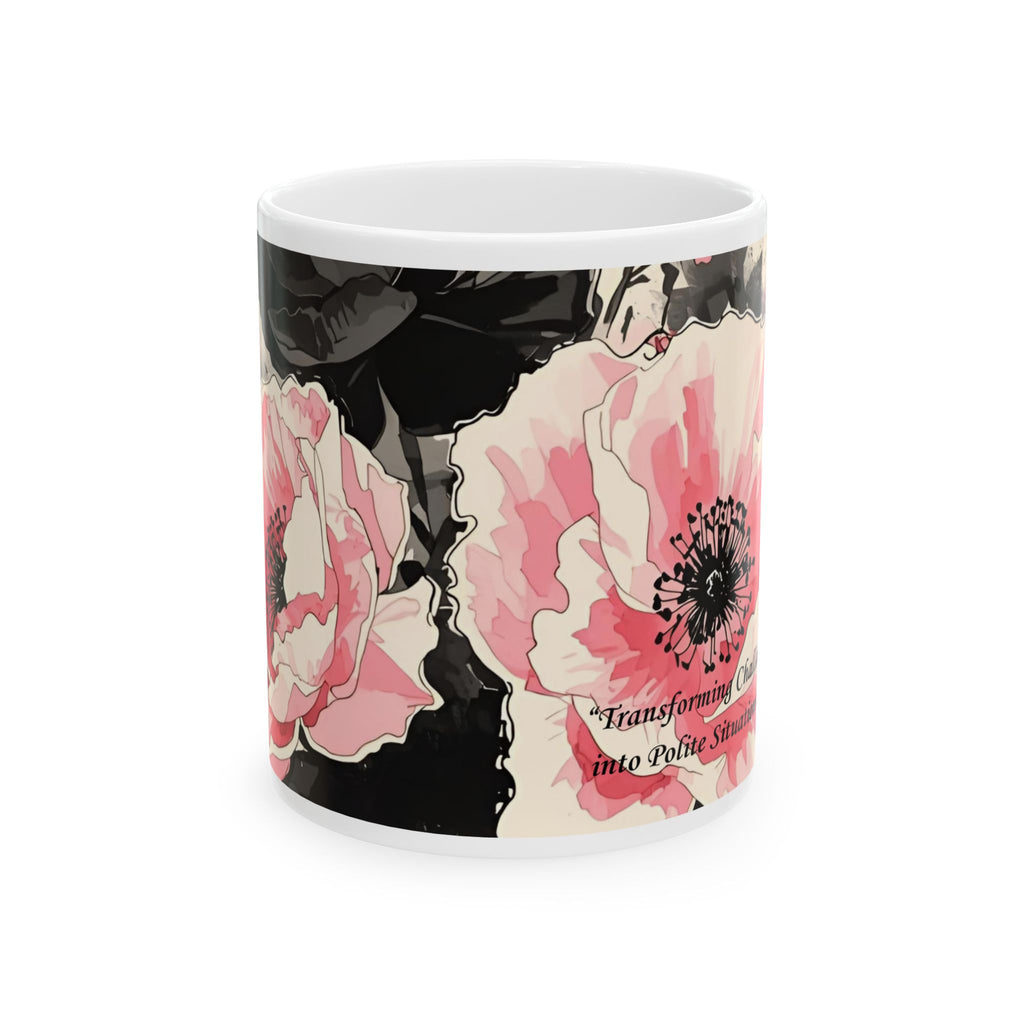 Black & Pink Floral — "Polite Situations" Mug (11oz & 15oz)