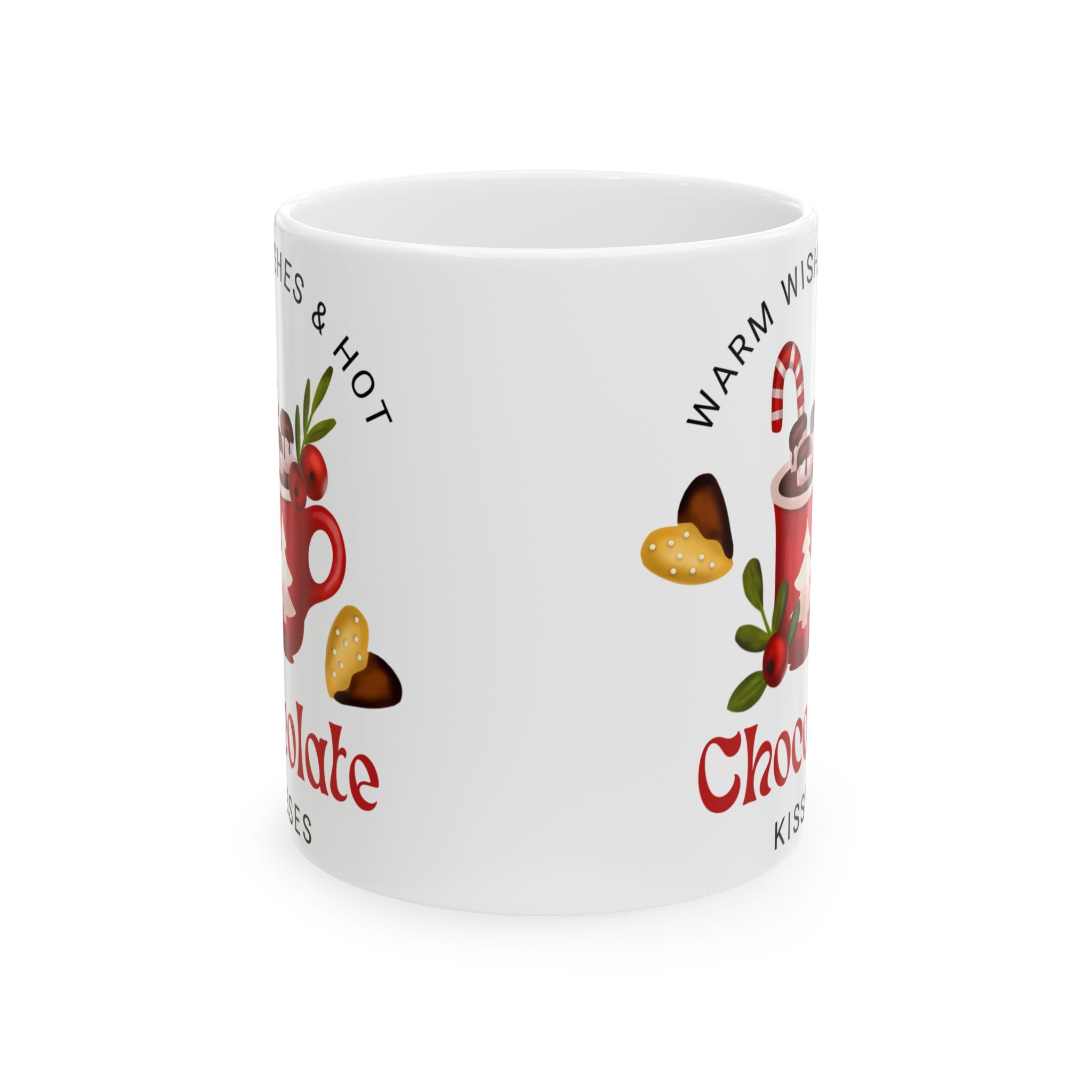 Chocolate Kisses Ceramic Holiday Mug — Warm & Festive (11oz & 15oz)