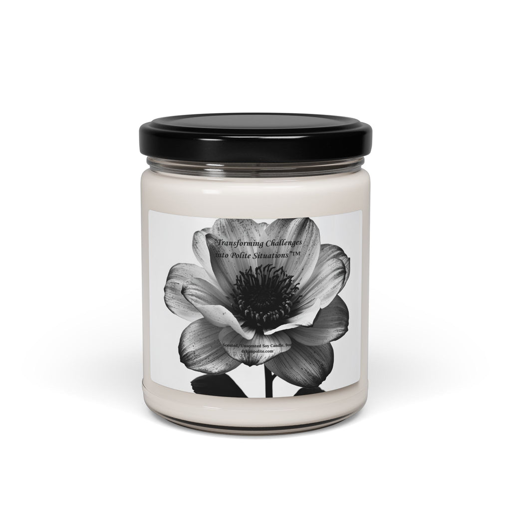 Black & White Florals Scented Soy Candle — 9oz Fragrance Jar