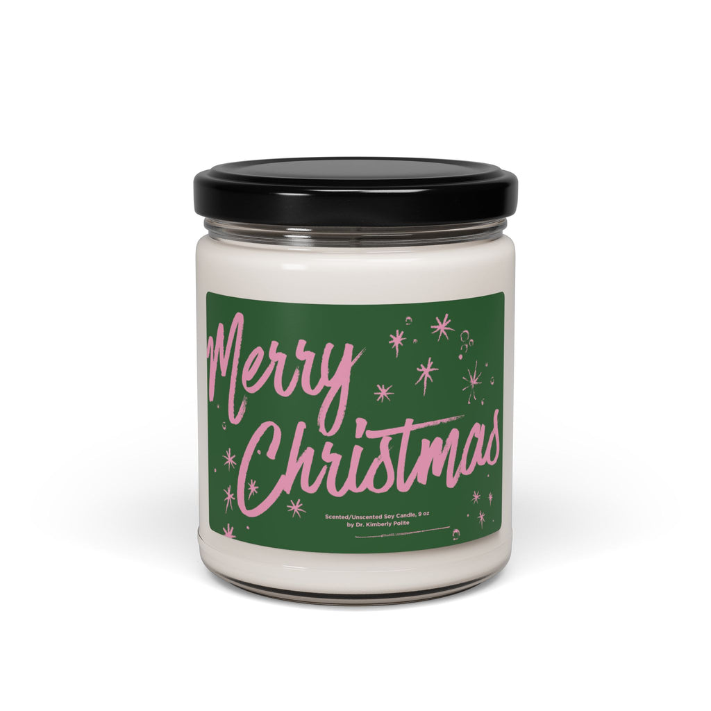 Pink & Green Holiday Scented Soy Candle — 9oz Holiday Fragrance Jar