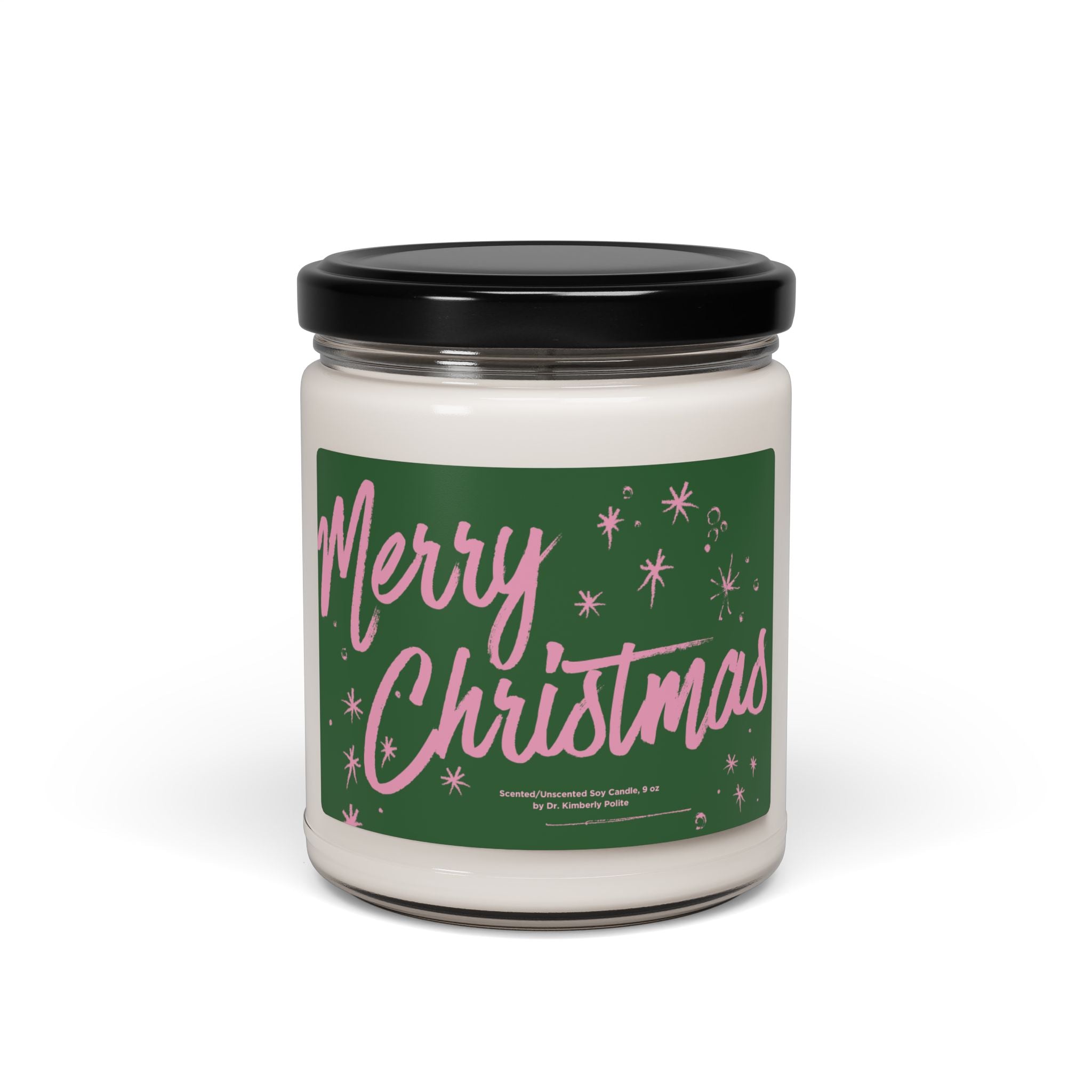 Pink & Green Holiday Scented Soy Candle — 9oz Holiday Fragrance Jar