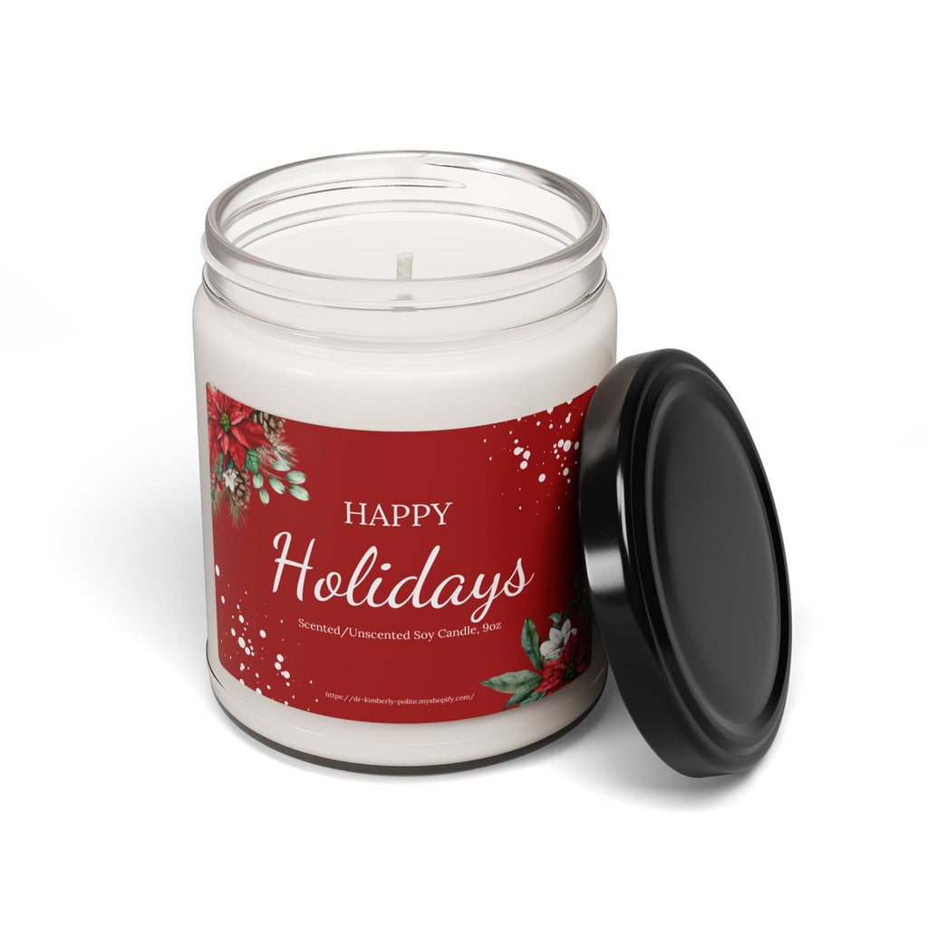 Red & White Design Scented Soy Candle — 9oz Holiday Fragrance Jar