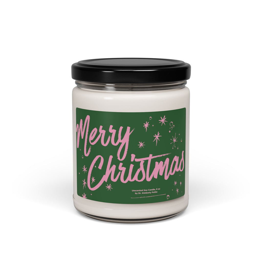 Pink & Green Holiday Scented Soy Candle — 9oz Holiday Fragrance Jar