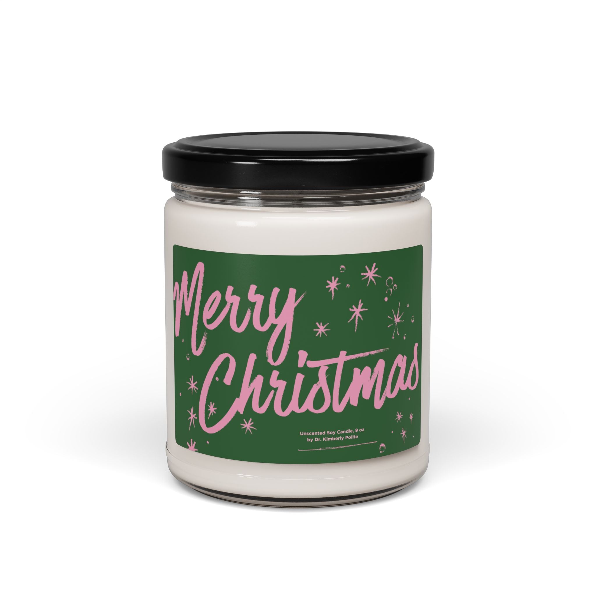 Pink & Green Holiday Scented Soy Candle — 9oz Holiday Fragrance Jar