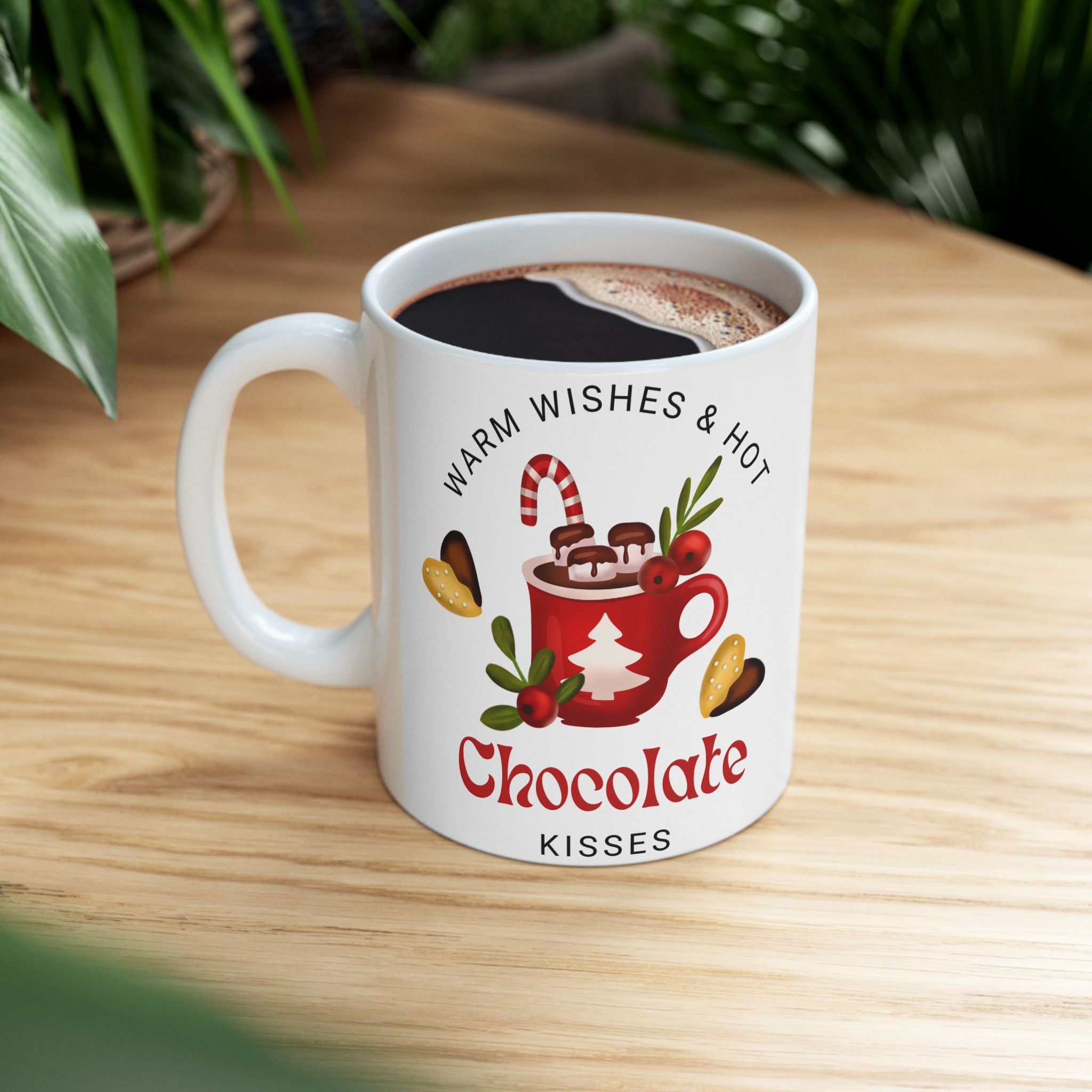 Chocolate Kisses Ceramic Holiday Mug — Warm & Festive (11oz & 15oz)