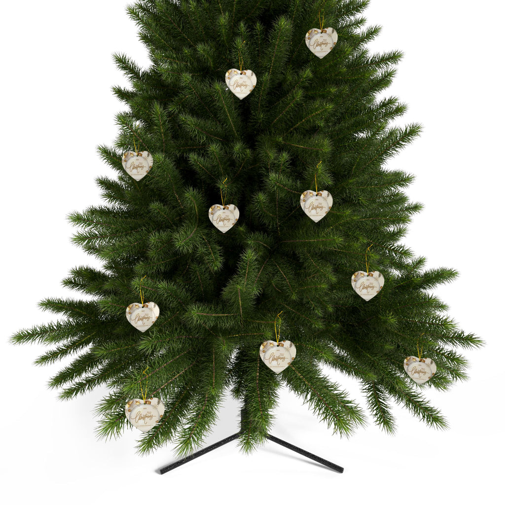 Merry Christmas 2025 Ceramic Ornament — Gold Holiday Tree Decoration (2-Sided)