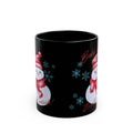 Snowman Christmas Mug — "Baby, It's Cold Outside" Black Ceramic Coffee Cup (11oz/15oz)