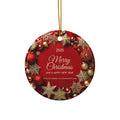 Merry Christmas 2025 Ceramic Ornament – Red & Gold Holiday Tree Decoration (2-Sided)