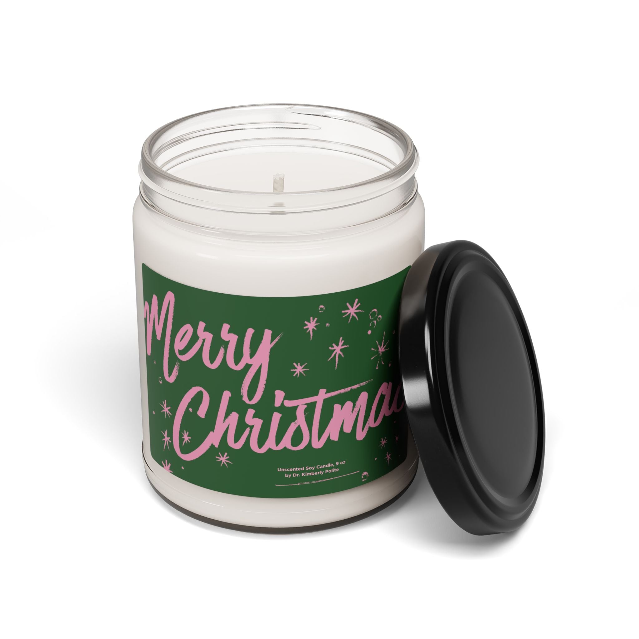 Pink & Green Holiday Scented Soy Candle — 9oz Holiday Fragrance Jar