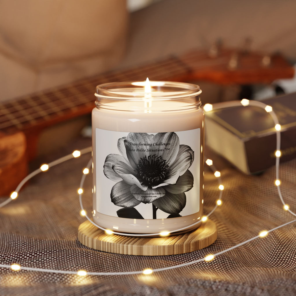 Black & White Florals Scented Soy Candle — 9oz Fragrance Jar