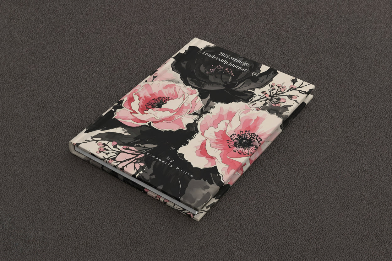 2026 Annual Planner, Quarterly Journal, Mug, & Candle Leadership "Bundle"-Pink & Black Florals