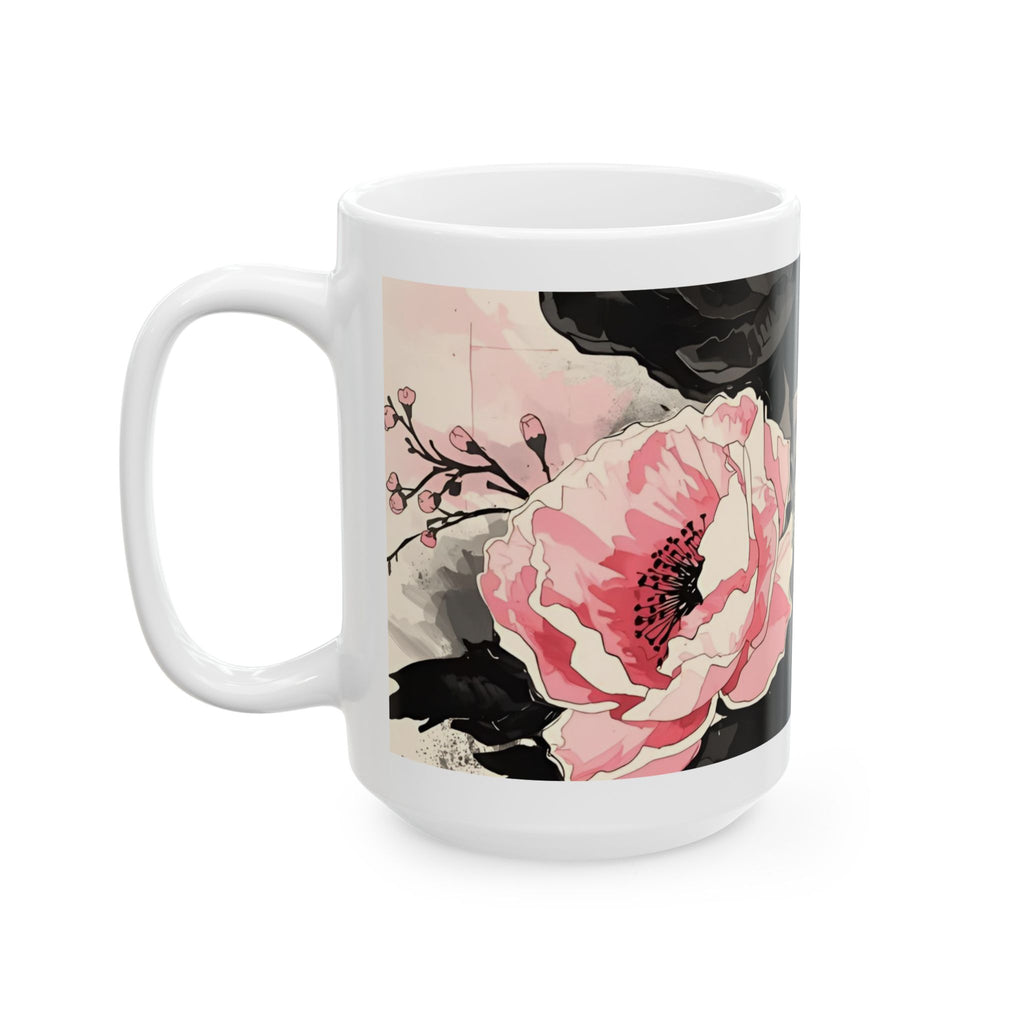 Black & Pink Floral — "Polite Situations" Mug (11oz & 15oz)