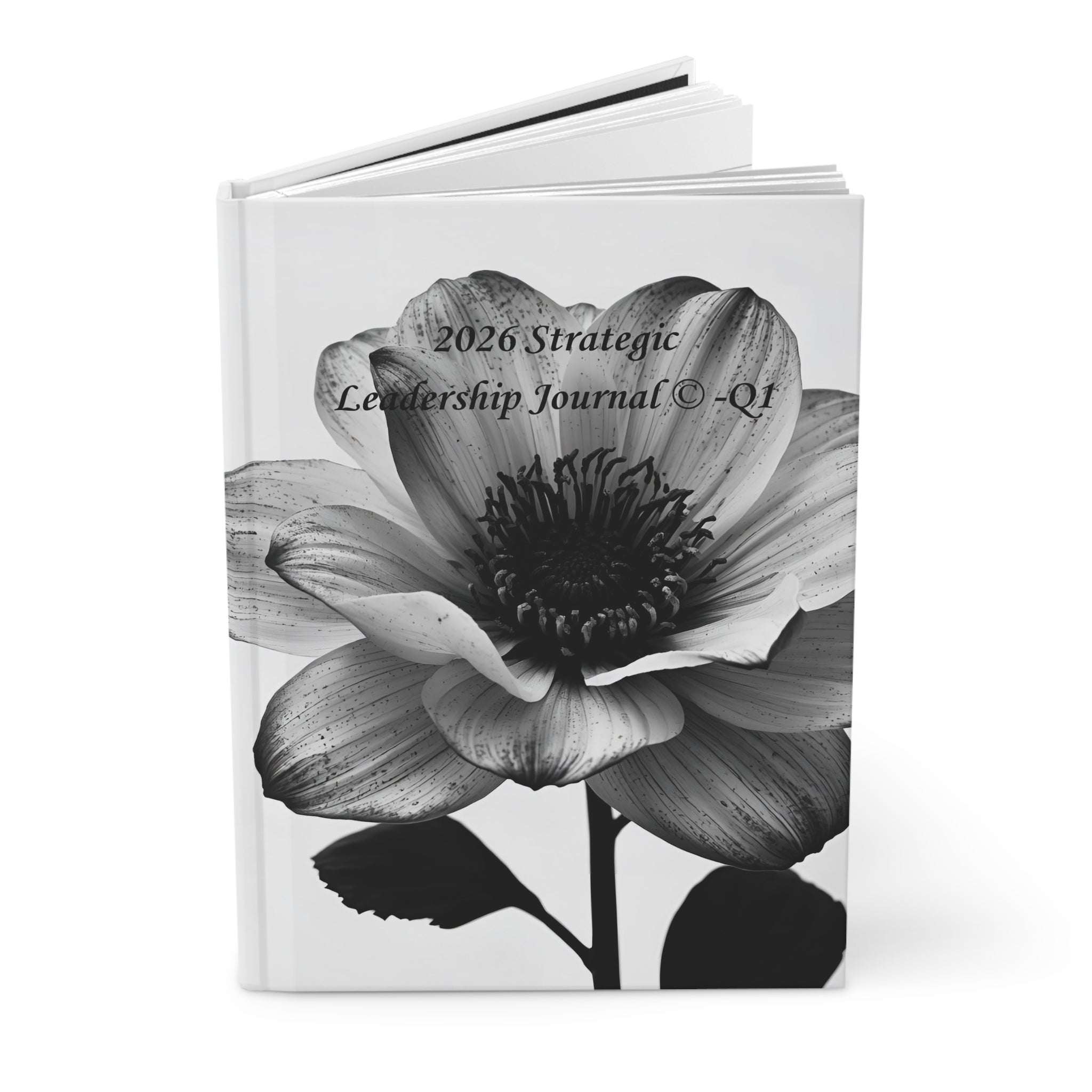 2026 Strategic Leadership Quarterly Journal — Black & White Florals -Hardcover Matte-Unguided/Undated