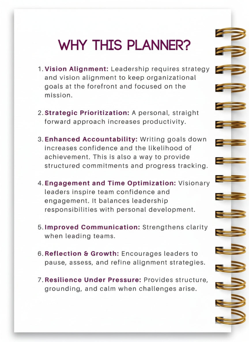 2026 Annual Strategic Leadership Planner-Black & Pink Florals, Spiral Bound, Guided, & Dated